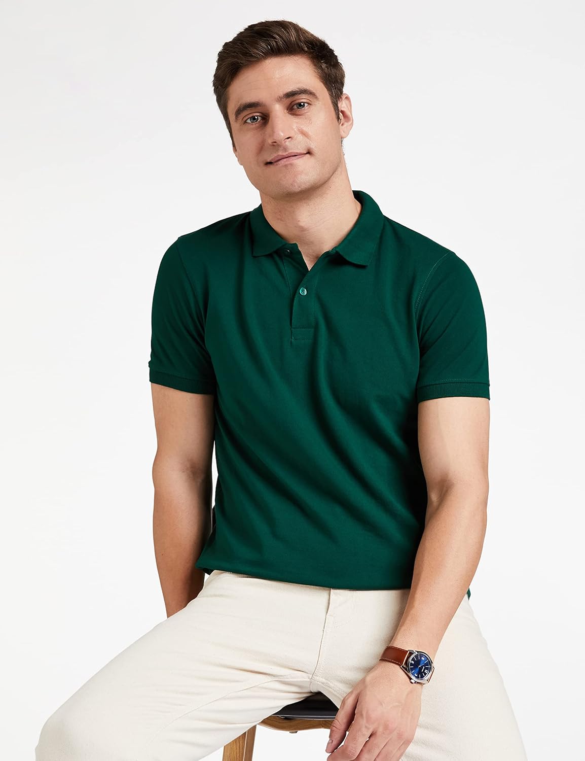 Men's Cotton Rich Solid Polo T-Shirt - Plain Regular Fit (Half Sleeves)