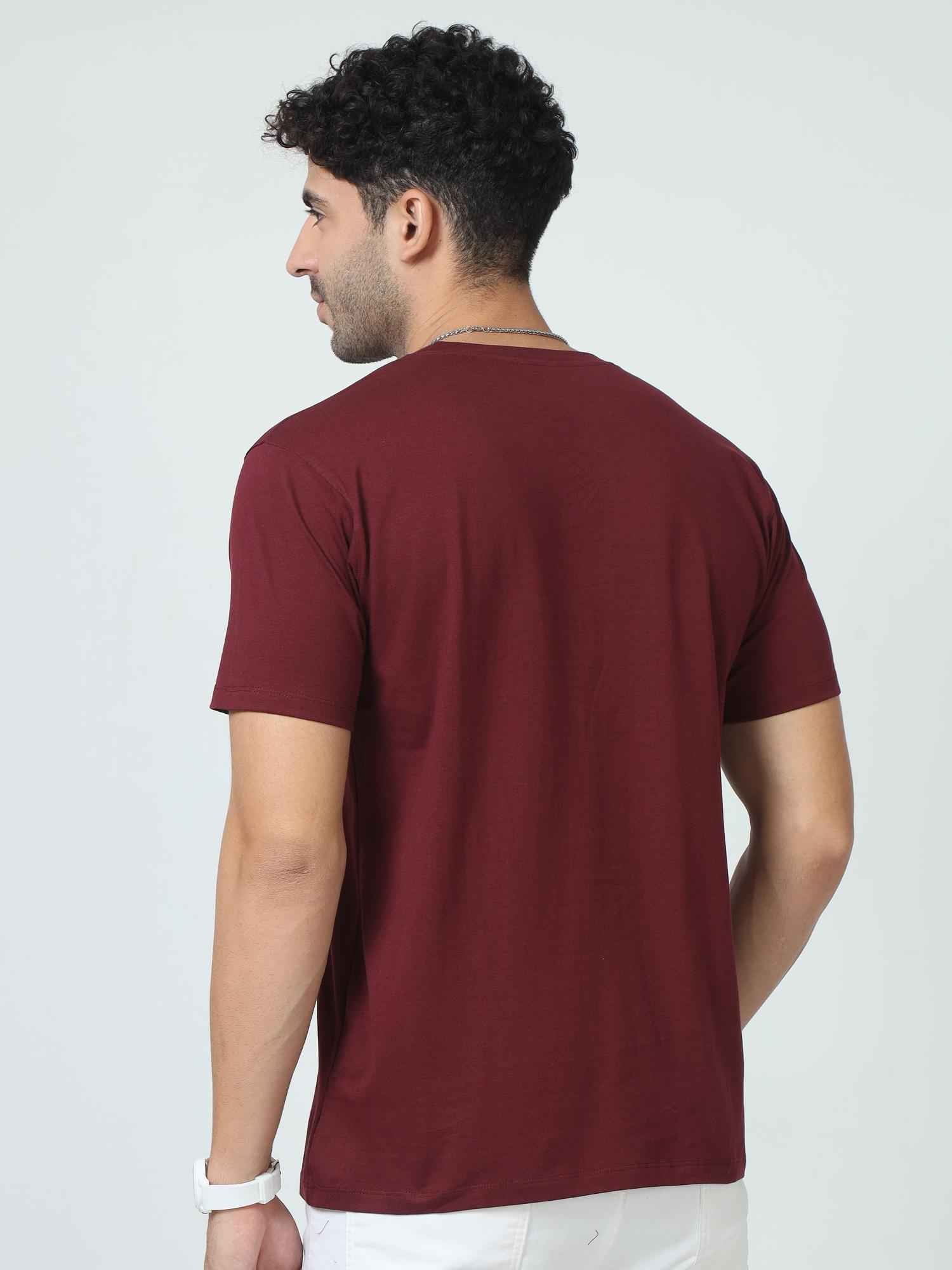 Classic Plain Round Neck T-Shirts Maroonmple product