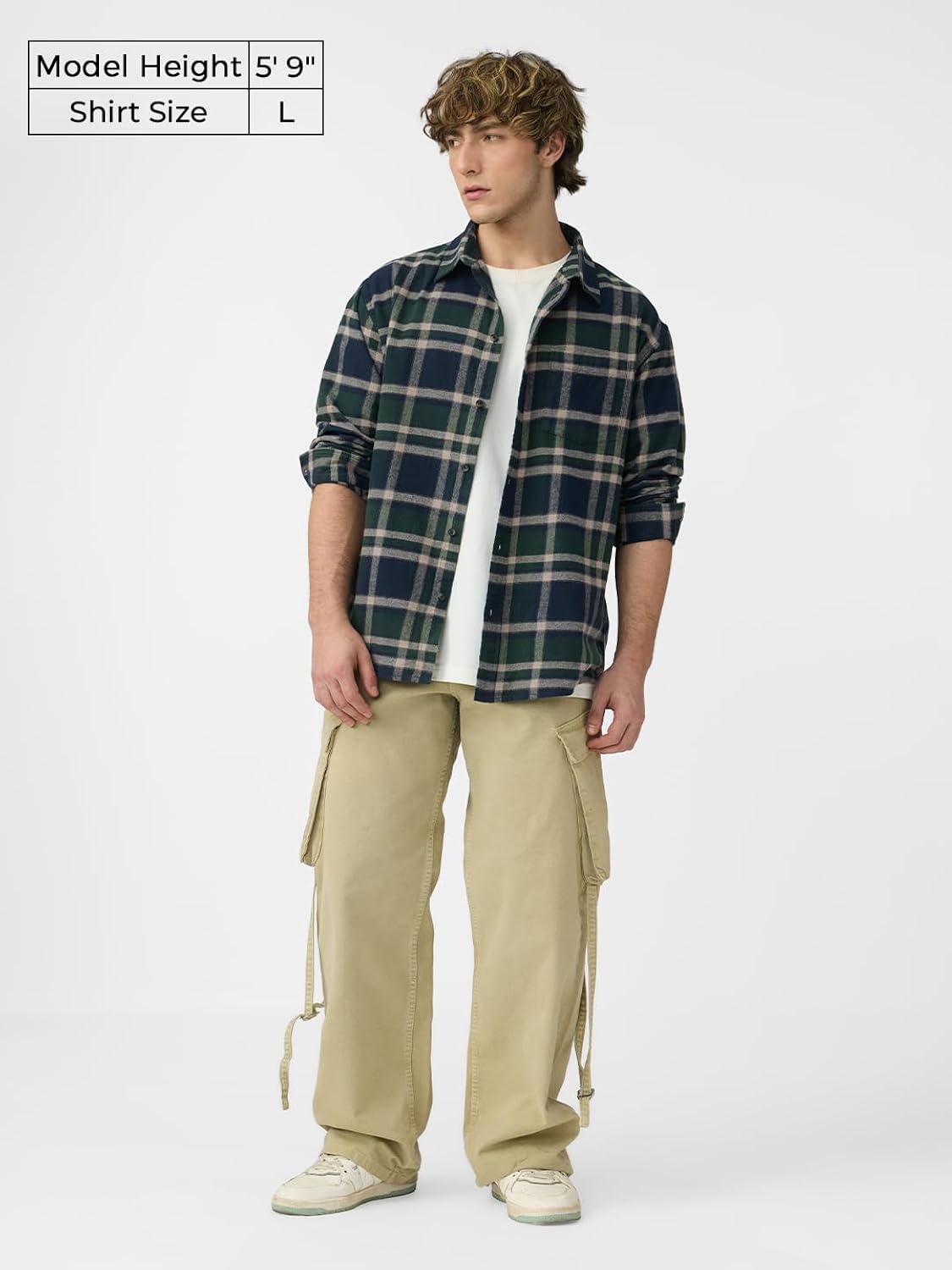 The Souled Store Plaid Shirt: Emerald Men and Boys Long Sleeves Collared Neck Button Front Cotton Relaxed Shirts