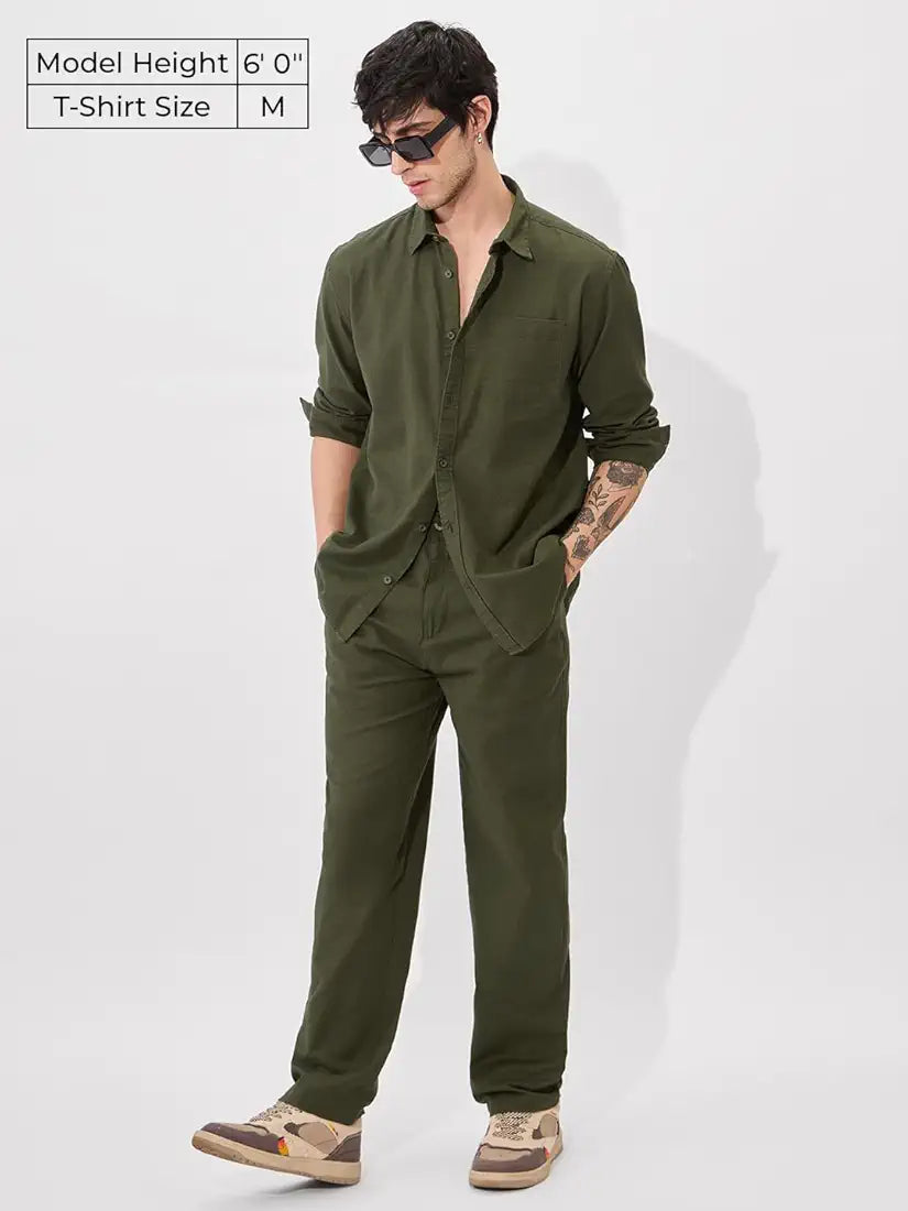 The Souled Store Men's Cotton Solid Regular Fit Button Down Shirt