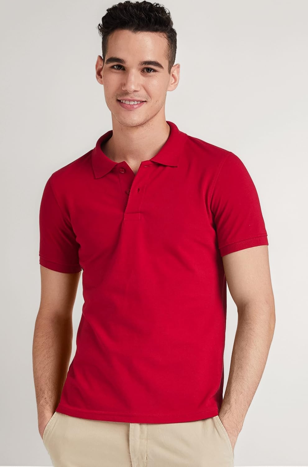 Men's Cotton Rich Solid Polo T-Shirt - Plain Regular Fit (Half Sleeves)