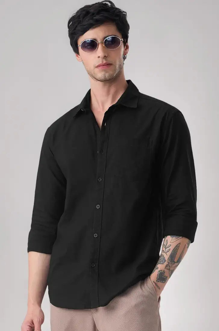 The Souled Store Cotton Linen: Men and Boys Long Sleeve Spread Collar Button Front Solid Regular Fit Officewear Summer Ready Easy to Style Casual Cotton Linen Shirt
