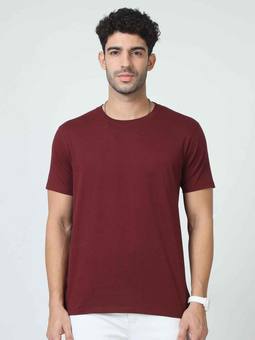 Classic Plain Round Neck T-Shirts Maroonmple product